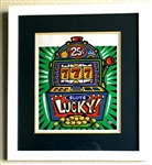 Burton Morris - "Slot Machine" Green Framed Giclee Original Signature with Certificate (Vault_DNG)