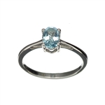 0.75CT Oval Cut Blue Topaz Solitaire Sterling Silver Ring
