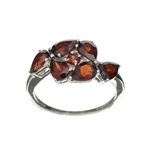 2.82CT Pear Cut And Round Cut Garnet Sterling Silver Ring