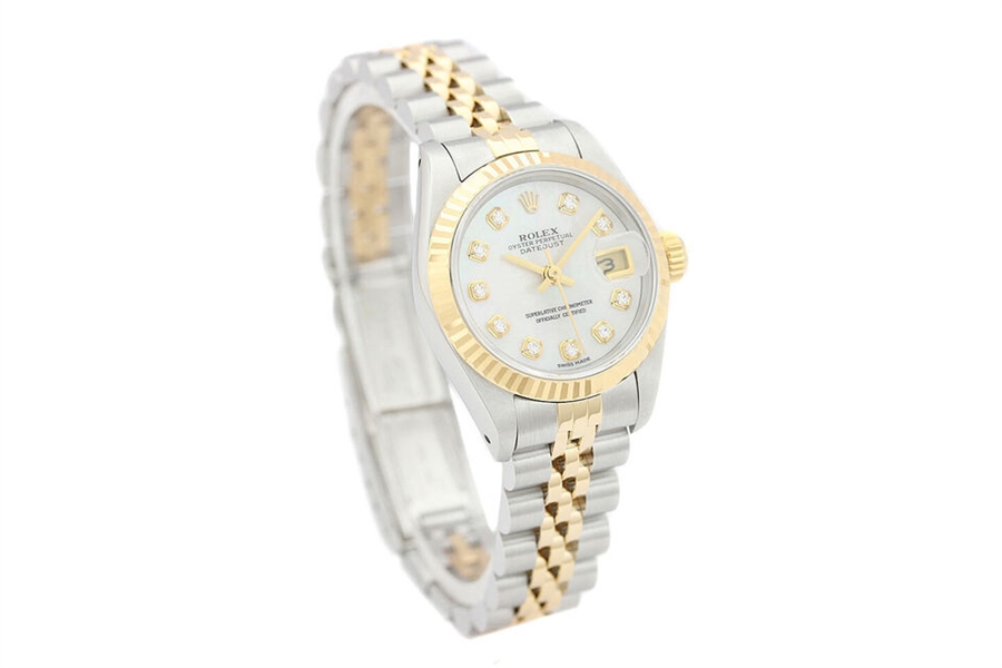  Rolex Ladies Datejust 69173 18K Gold & Steel Mother of Pearl Diamond Dial Watch (Vault_CC)