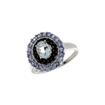 White Topaz & Tanzanite Gemstones 925 Sterling Silver Size 8 Ring 