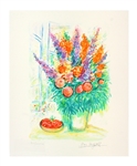 MARC CHAGALL Bouquet with Bowl of Cherries Mini Print 10in x 12in, with Certificate LX of CCLXXV