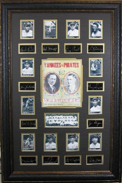 1927 Yankees Vs. Pirates World Championship Series Museum Framed Collage - Plate Signed (Vault_BA)