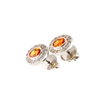 14KT White Gold Orange Sapphire & Diamonds Earrings -PNR-