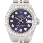  Rolex Ladies Datejust 18K Gold & Steel Blue Dial Diamond Watch w_ Jubilee Band (Vault_CC)