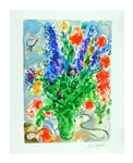 MARC CHAGALL Les Lupins Bleu Mini Print 10in x 12in, with Certificate C of CCLXXV