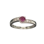 0.70CT Round Cut Ruby And White Sapphire Sterling Silver Ring