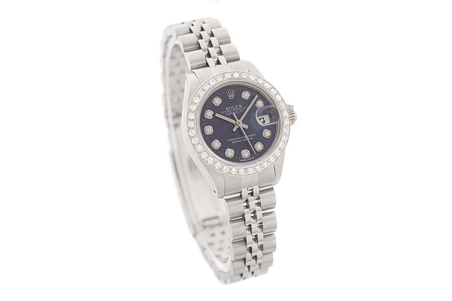  Rolex Ladies Datejust 18K Gold & Steel Blue Dial Diamond Watch w_ Jubilee Band (Vault_CC)