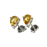 1.23CT Pear Cut Citrine Solitaire Sterling Silver Earrings