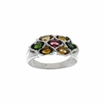 Multi Color Gemstone 925 Sterling Silver Size 6.5 Ring 