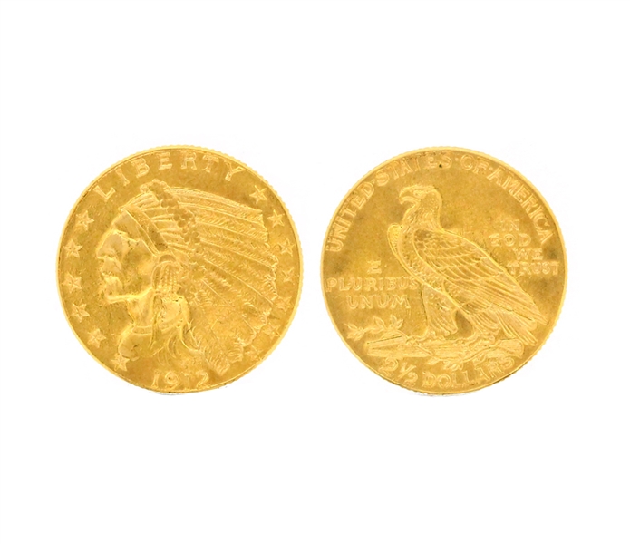 1912 $2.50 U.S. Indian Head Gold Coin (DF)