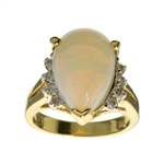 14KT. Yellow/White Gold, 3.87CT Opal And Diamond Ring