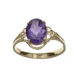 14KT. Gold, 1.76CT Oval Cut Purple Amethyst Ring