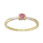 14KT. Gold, 0.23CT Red Ruby And Diamond Ring