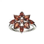 2.52CT Pear Cut And Round Cut Garnet Sterling Silver Ring