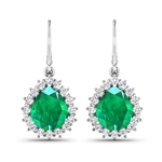 14K White Gold Earrings 2.88 Carat Zambian Emerald (AA) Pears - 2Pcs + White Diamond F/C Round  0.45ct (Vault_Q) 