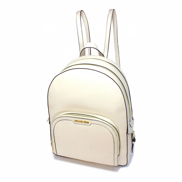 Brand New Michael Kors Jaycee LG Zip PKT Backpack light Cream Leather (Retail Price) $558