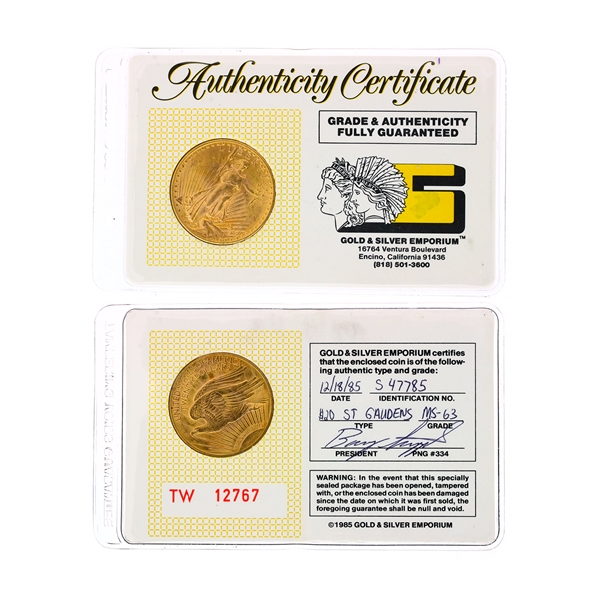 1924 $20.00 U.S. St. Gaudens Gold Coin (DF)