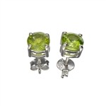 1.71CT Round Cut 925 Sterling Silver Peridot Solitaire Earrings