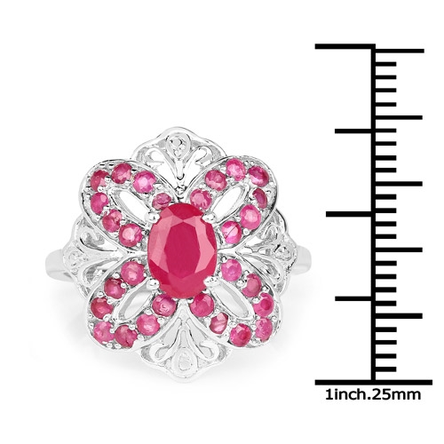 2.12CT Oval Cut Ruby Sterling Silver Ring