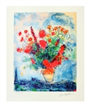 MARC CHAGALL Bouquet Over City Mini Print 10in x 12in, with Certificate XCIX of CCLXXV