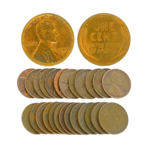 (25) Assorted 1940-1950 Wheat Pennies Coin