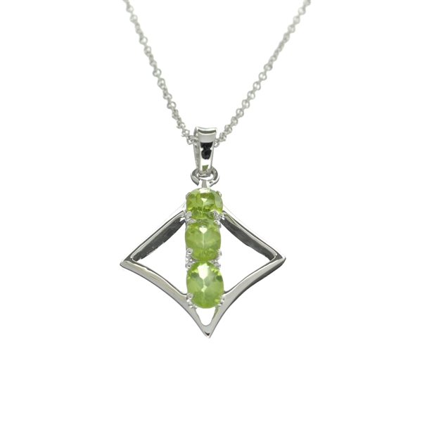 1.49CT Oval Cut 925 Sterling Silver Peridot Pendant with 18 Chain