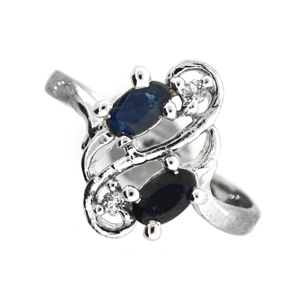 Designer Sebastian 0.60CT Blue Sapphire And Topaz  Platinum Over Sterling Silver Ring