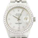  Rolex Mens Datejust 18K White Gold Stainless Steel Silver Diamond Watch (Vault_CC)