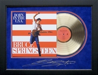 Bruce Springsteen Born in the U.S.A. Album Cover and Gold Record Museum Framed Collage - Plate Signed (Vault_BA)