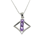 1.34CT Oval Cut 925 Sterling Silver Amethyst Pendant with 18" Chain