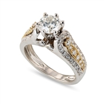App: $11,350 0.97ct SI3 CLARITY CENTER Diamond 18K White and Yellow Gold Ring (1.59ctw Diamonds) (Vault_R40)