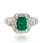 App: $10,785 1.39ct Emerald and 0.39ctw Diamond 18K White Gold Ring (Vault_R40)
