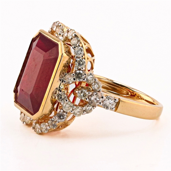 App: $7,165 13.77ct Ruby and 1.47ctw Diamond 14K Yellow Gold Ring (Vault_R40)