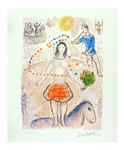 MARC CHAGALL Dancer and Flutist Mini Print 10in x 12in, with Certificate LV of CCLXXV