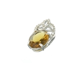 2.00CT Oval Cut Citrine And White Sapphire Sterling Silver Pendant