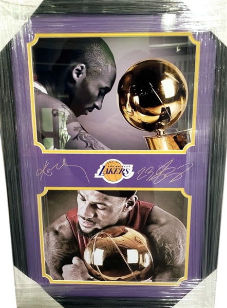 Outstanding Kobe Bryant and LeBron James 20 x 28 Plate Signed Sports Memorabilia (Vault_BA)