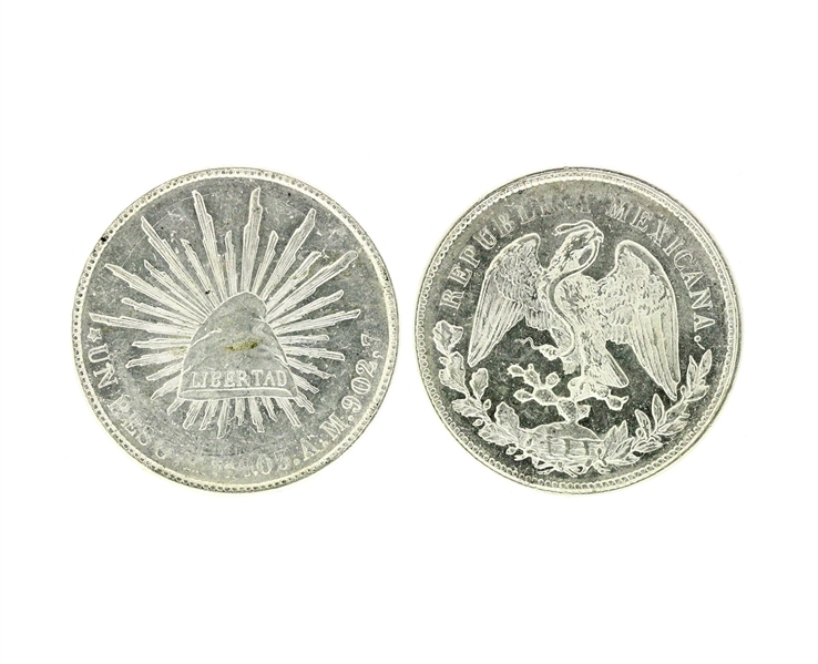1903 8 Reale Mexican Cap and Rays 0.902 Purity Silver Coin 