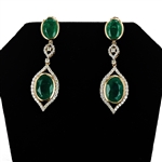 App: $39,617 17.44ctw Emerald and 1.55ctw Diamond 18K Yellow Gold Dangle Earrings (Vault_R41) 