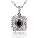 App: $9,560 2.16ct Black Diamond and 1.18ctw White Diamond 18K White Gold Pendant/Necklace (Vault_R41) 