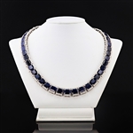 App: $40,900 134.48ctw Blue Sapphire and 14.82ctw Diamond 14K White Gold Necklace (Vault_R41) 