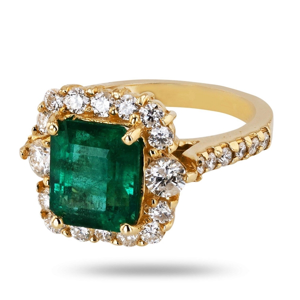 App: $16,200 3.10ct Emerald and 1.05ctw Diamond 14K Yellow Gold Ring (Vault_R41) 
