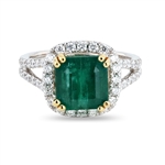App: $14,250 3.88ct Emerald and 0.69ctw Diamond 18K Yellow and White Gold Ring (Vault_R41) 