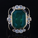 App: $25,630 7.57ct Emerald and 1.05ctw Diamond 18K Yellow Gold Ring (GIA CERTIFIED) (Vault_R41) 