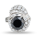 App: $17,640 5.19ct Fancy Black CENTER Diamond Platinum Ring (5.31ctw Diamonds) (Vault_R41) 