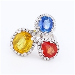App: $12,690 6.95ctw Multi-Color Sapphire and 0.38ctw Diamond 14K White Gold Ring (Vault_R41) 