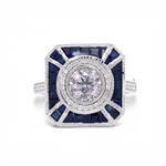 App: $7,925 0.81ct Diamond and 1.43ctw Blue Sapphire 18K White Gold Ring (0.96ctw Diamonds) (Vault_R41) 