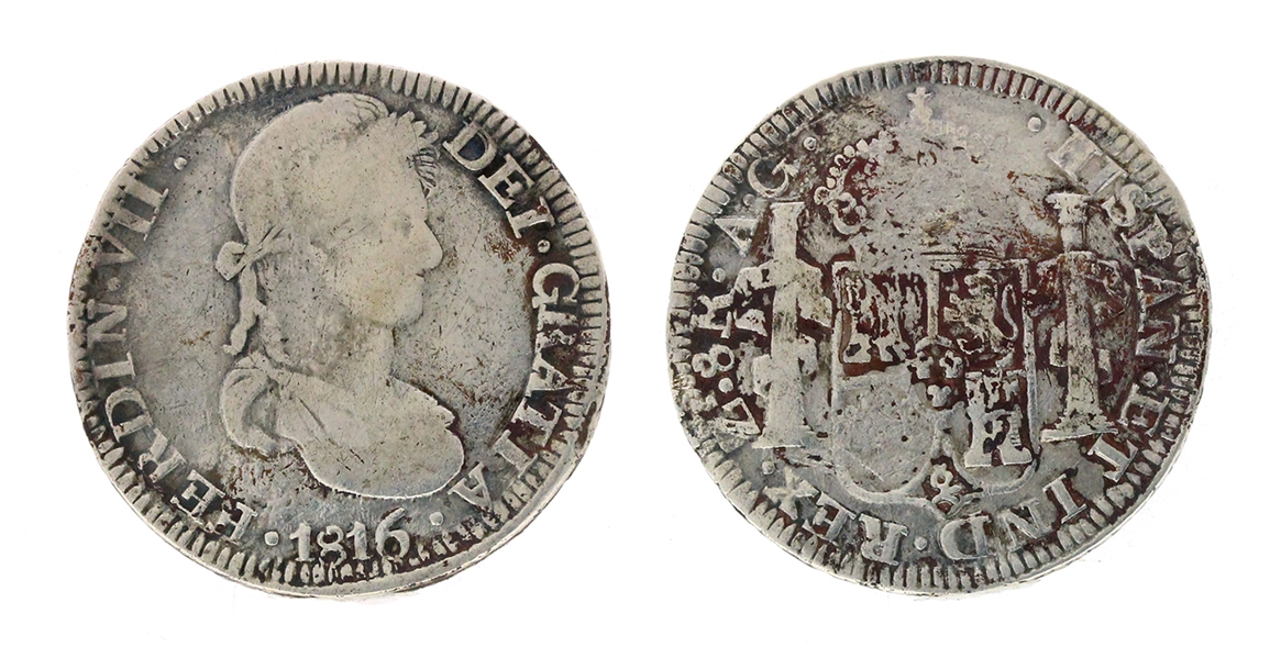 1816 8 Reale Spanish Colonial 0.9028 purity Silver Dollar Coin