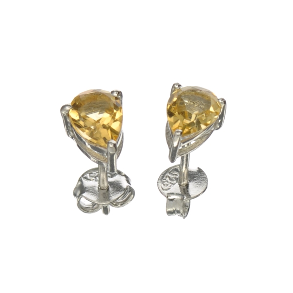 1.18CT Pair Cut 925 Sterling Silver Citrine Solitaire Earrings