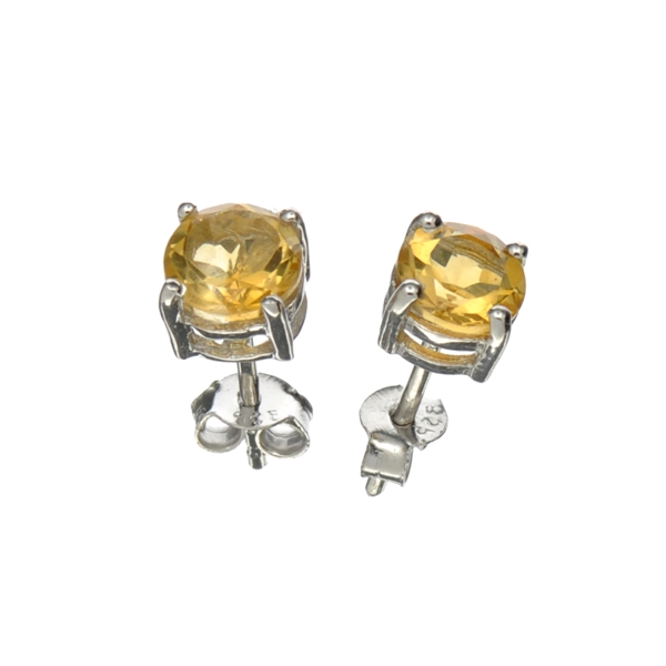 1.51CT Round Cut 925 Sterling Silver Citrine Solitaire Earrings